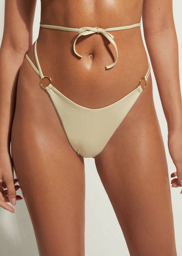 Dół Bikini Damskie Calzedonia Brazilian String Abu Dhabi Złote | PL1326EX