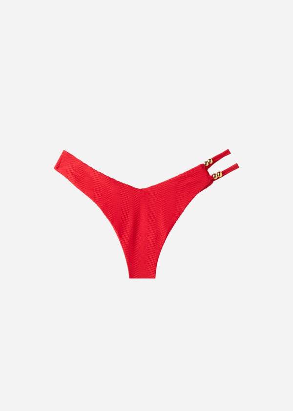 Dół Bikini Damskie Calzedonia Chevron High-Cut Brazilian Casablanca Czerwone | PL1353RW