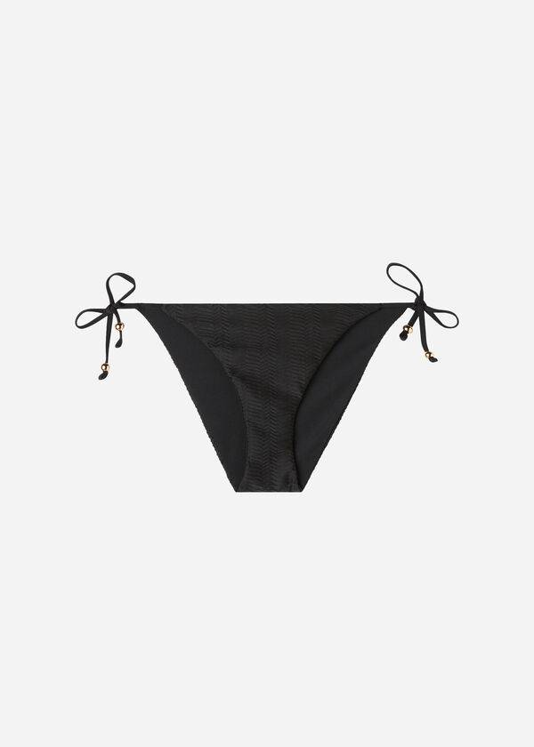 Dół Bikini Damskie Calzedonia Chevron String Casablanca Czarne | PL1356UT