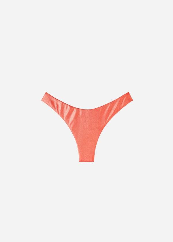 Dół Bikini Damskie Calzedonia Coated-Effect High-Cut Brazilian Antigua Koralowe Pomarańczowe | PL1364GL