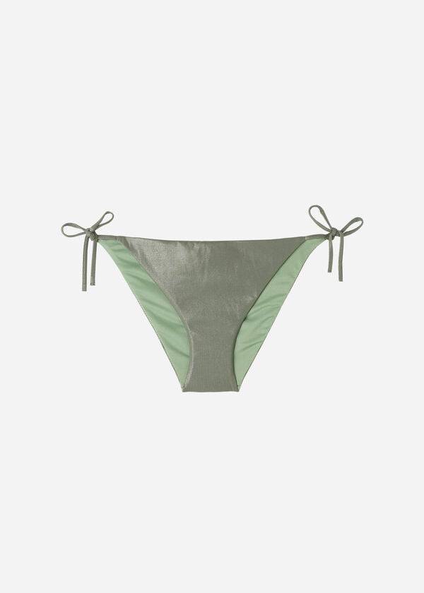 Dół Bikini Damskie Calzedonia Coated-Effect String Antigua Zielone | PL1365HK