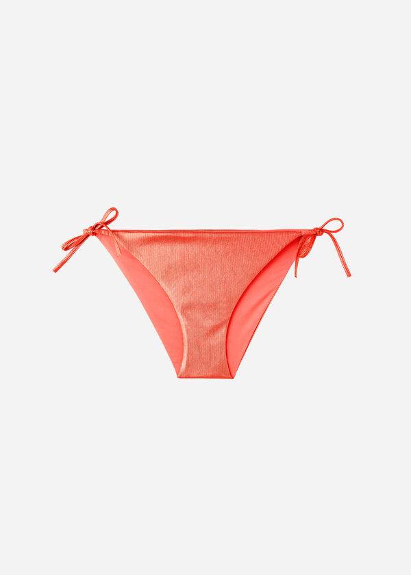 Dół Bikini Damskie Calzedonia Coated-Effect String Antigua Koralowe Pomarańczowe | PL1366JJ