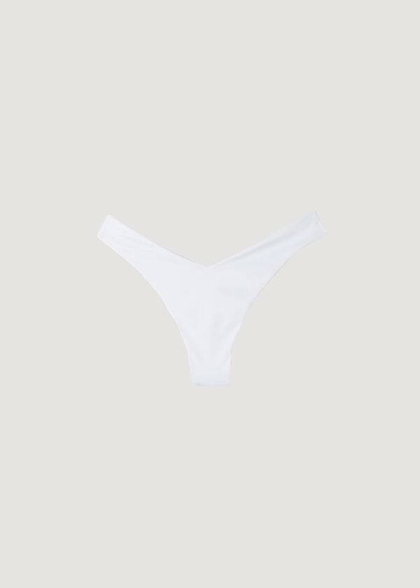 Dół Bikini Damskie Calzedonia High Cut Brazilian Indonesia Eco Białe | PL1385PQ