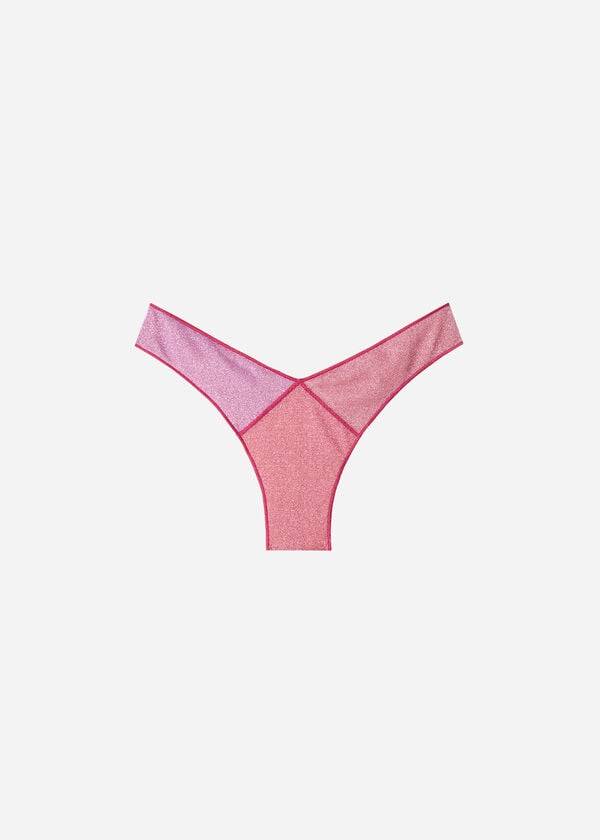 Dół Bikini Damskie Calzedonia High Cut Brazilian Lamé Lisbona Różowe | PL1392JJ