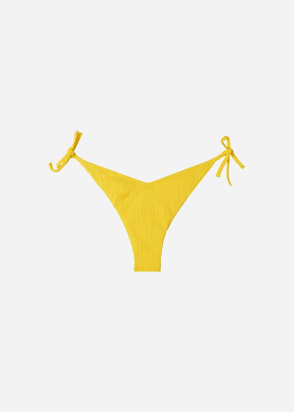 Dół Bikini Damskie Calzedonia High Cut V-shaped Brazilian New York Żółte | PL1400NB