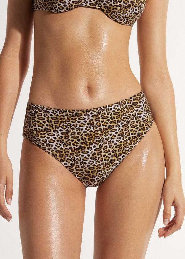 Dół Bikini Damskie Calzedonia High Stanem Malindi Brązowe | PL1435IS