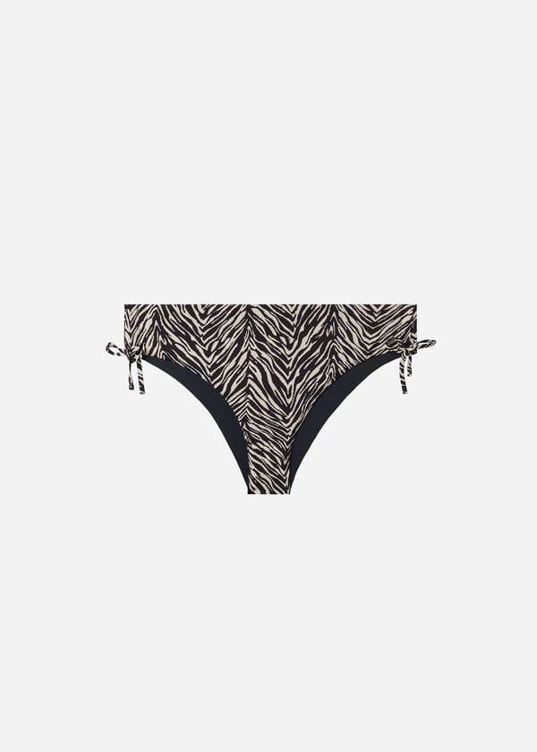 Dół Bikini Damskie Calzedonia High-Stanem Drawstring Nairobi Czarne | PL1460UT