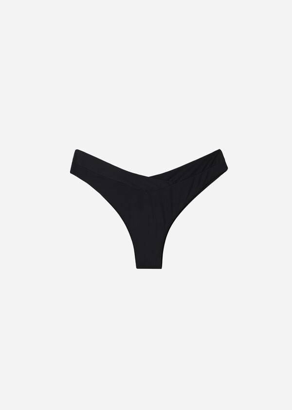 Dół Bikini Damskie Calzedonia High-Stanem V-Cut Brazilian Indonesia Czarne | PL1461IS