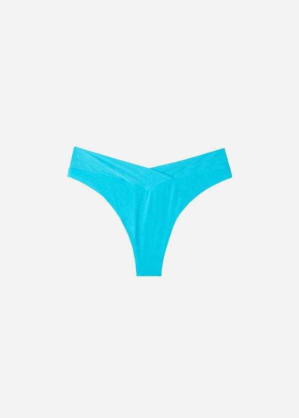 Dół Bikini Damskie Calzedonia High-Stanem V-Cut Brazilian Indonesia Turkusowe | PL1464AP