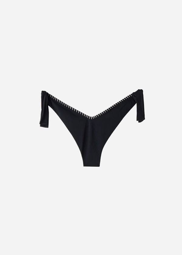 Dół Bikini Damskie Calzedonia High V-Cut Brazilian Mumbai Czarne | PL1412AP