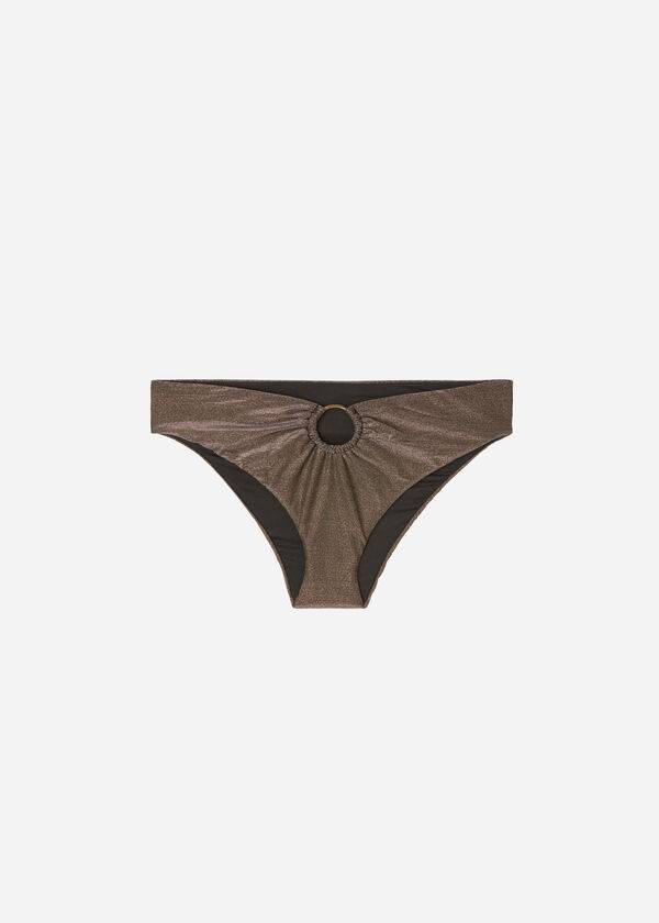 Dół Bikini Damskie Calzedonia Lamé High Stanem Hollywood Czarne | PL1487IS