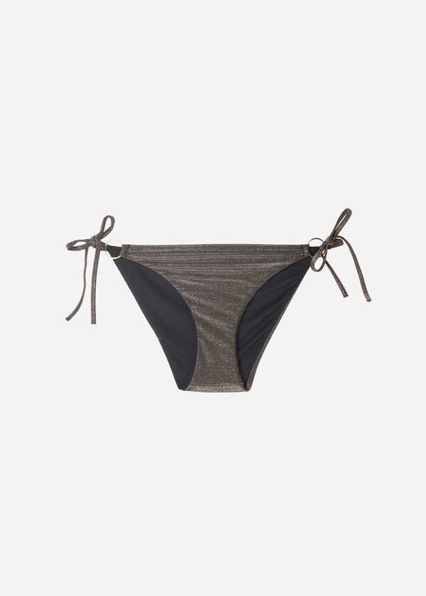 Dół Bikini Damskie Calzedonia Lamé String Hollywood Czarne | PL1490AP