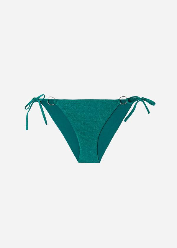 Dół Bikini Damskie Calzedonia Lamé String Hollywood Zielone | PL1491SO