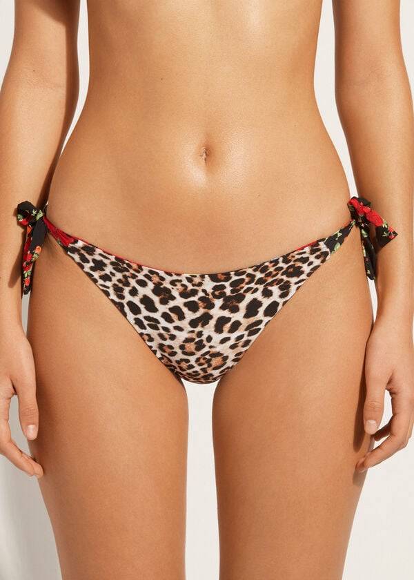 Dół Bikini Damskie Calzedonia Reversible String Nizza Różowe | PL1514OR