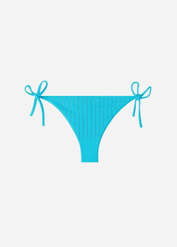 Dół Bikini Damskie Calzedonia Rhinestone Brazilian String Shanghai Turkusowe Zielone | PL1518DN