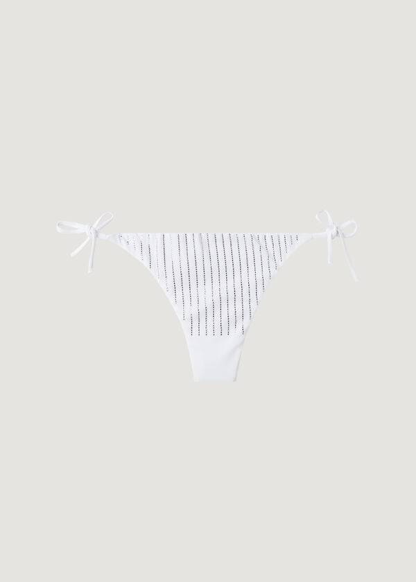 Dół Bikini Damskie Calzedonia Rhinestone Brazilian String Shanghai Białe | PL1519FM