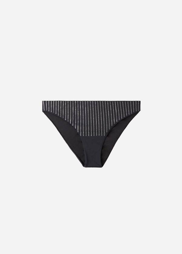 Dół Bikini Damskie Calzedonia Rhinestone Shanghai Czarne | PL1520GL