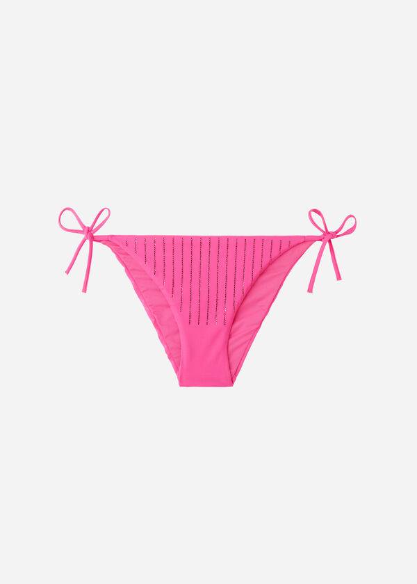 Dół Bikini Damskie Calzedonia Rhinestone String Shanghai Różowe | PL1525ZG