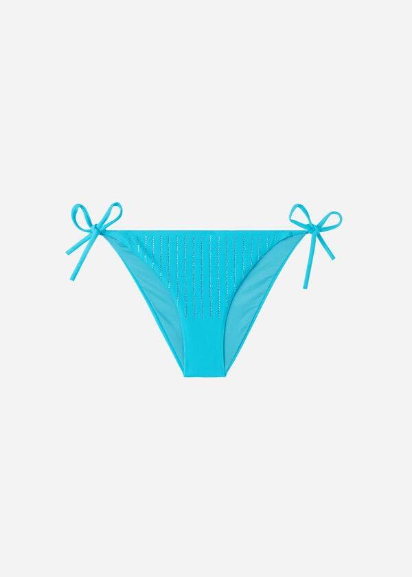 Dół Bikini Damskie Calzedonia Rhinestone String Shanghai Turkusowe Zielone | PL1526XF