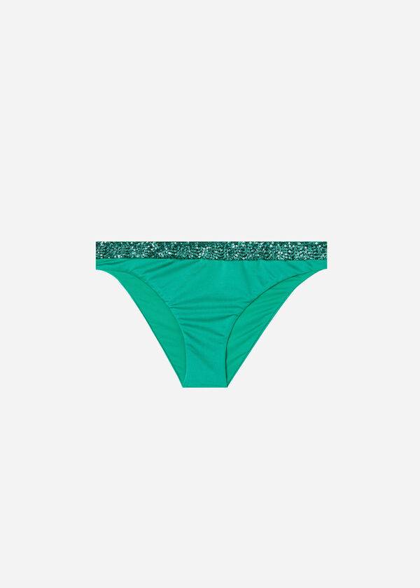 Dół Bikini Damskie Calzedonia Sequined Cannes Zielone | PL1536TV