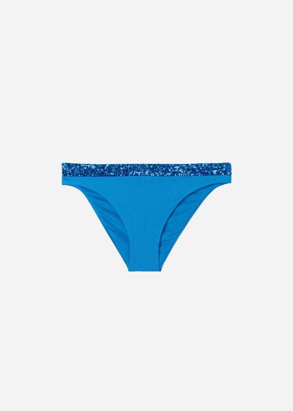 Dół Bikini Damskie Calzedonia Sequined Cannes rosa Niebieskie | PL1541PQ