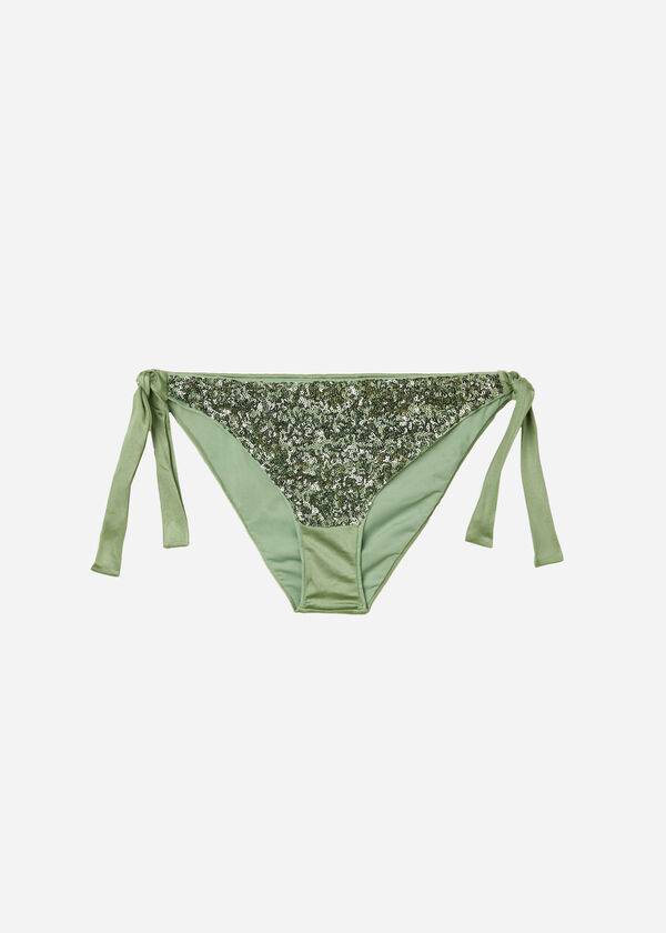 Dół Bikini Damskie Calzedonia Sequined Side-Tie Cannes Zielone | PL1548JJ