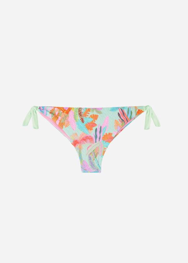 Dół Bikini Damskie Calzedonia Side-Tie Brazilian Foliage Tahiti Zielone | PL1568AP