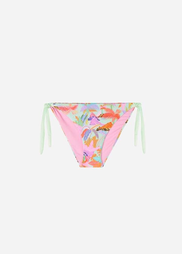 Dół Bikini Damskie Calzedonia Side-Tie Foliage Tahiti Zielone | PL1569SO