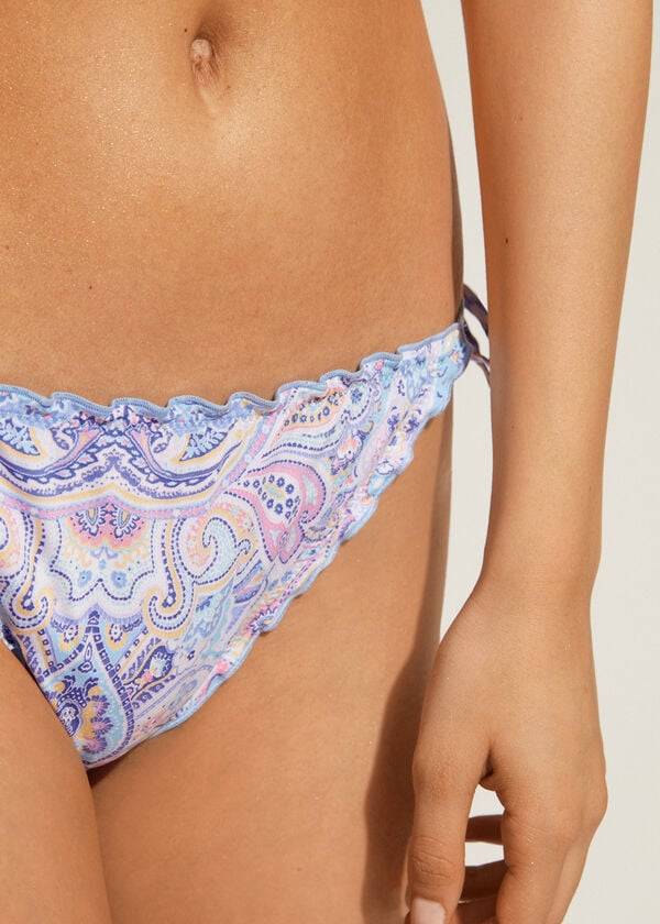 Dół Bikini Damskie Calzedonia String Amalfi Niebieskie | PL1577ZG