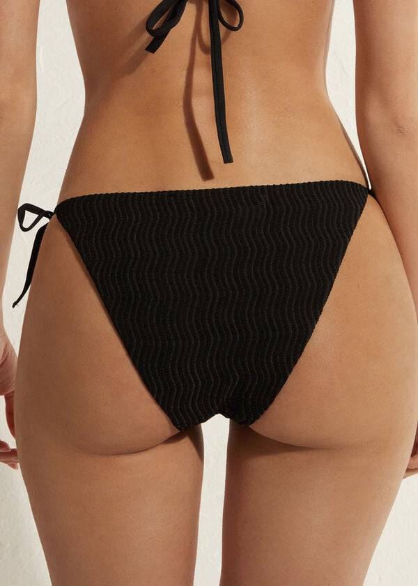 Dół Bikini Damskie Calzedonia String Mykonos Czarne | PL1608NB