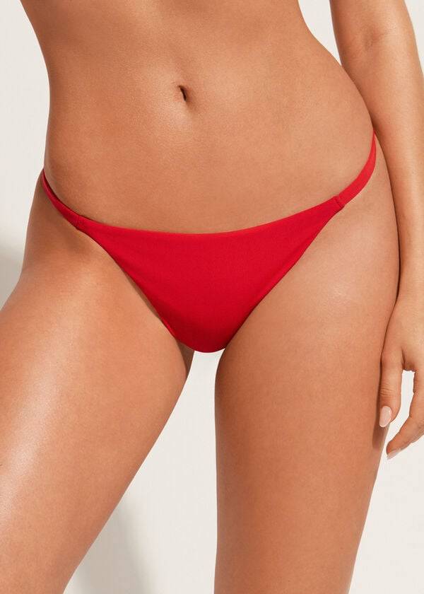 Dół Bikini Damskie Calzedonia Stringi Indonesia Eco Czerwone | PL1637WY