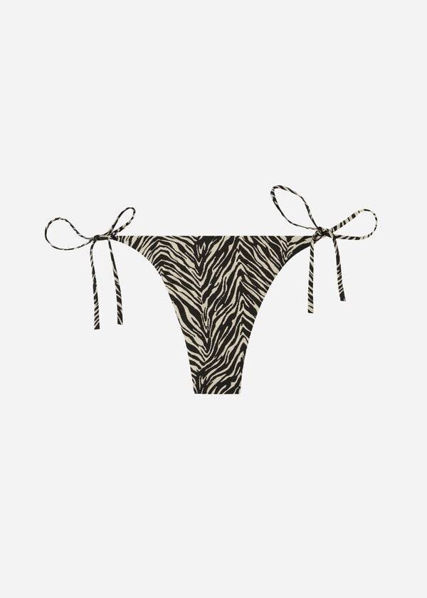 Dół Bikini Damskie Calzedonia Stringi Zebra Nairobi Czarne | PL1641YU