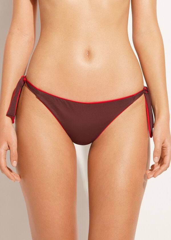 Dół Bikini Damskie Calzedonia Tied Indonesia Eco Czerwone | PL1652JJ