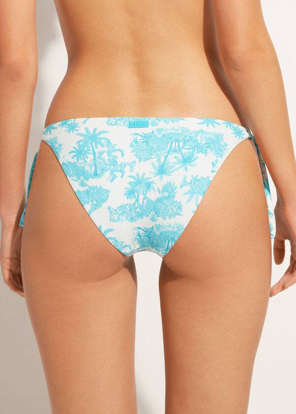 Dół Bikini Damskie Calzedonia Tied Sorrento Niebieskie | PL1655ZG