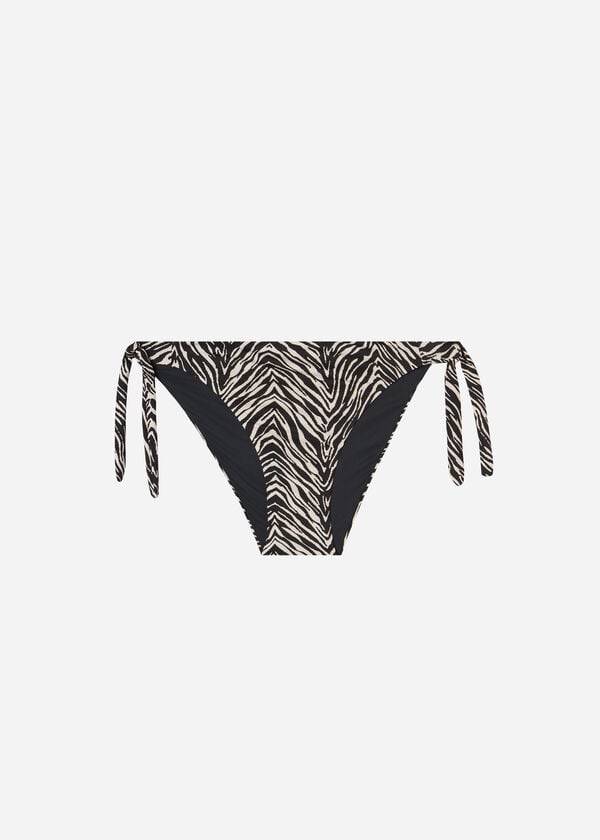 Dół Bikini Damskie Calzedonia Tied Zebra Nairobi Czarne | PL1656XF