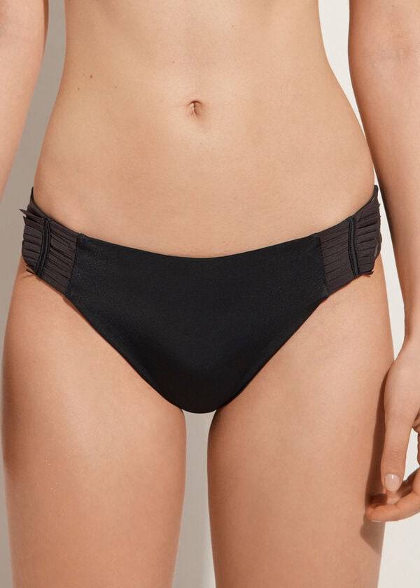 Dół Bikini Damskie Calzedonia Tulle Insert Tokyo Czarne | PL1658VD