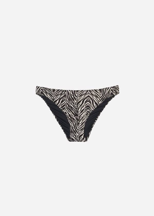 Dół Bikini Damskie Calzedonia Zebra Nairobi Czarne | PL1661MA