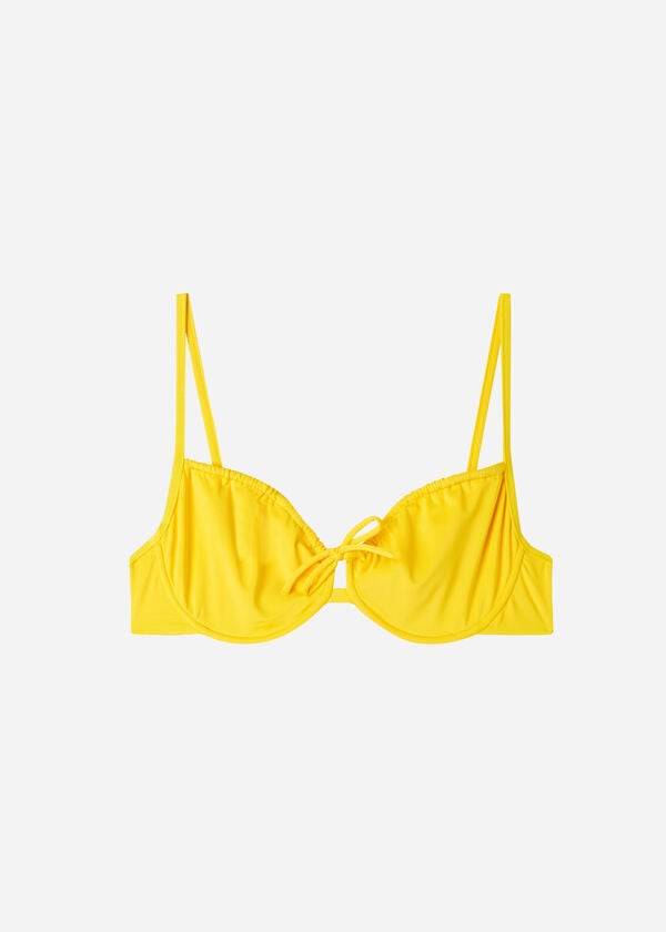 Góra Bikini Damskie Calzedonia Balconette Indonesia Eco Żółte | PL1665RW