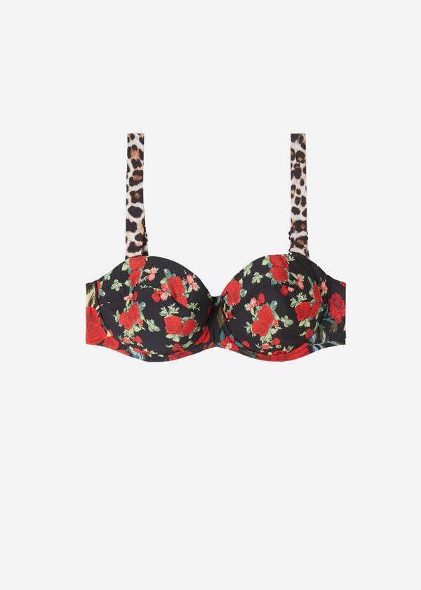 Góra Bikini Damskie Calzedonia Bandeau Lightly Watowany Nizza Różowe Czarne | PL1694UT