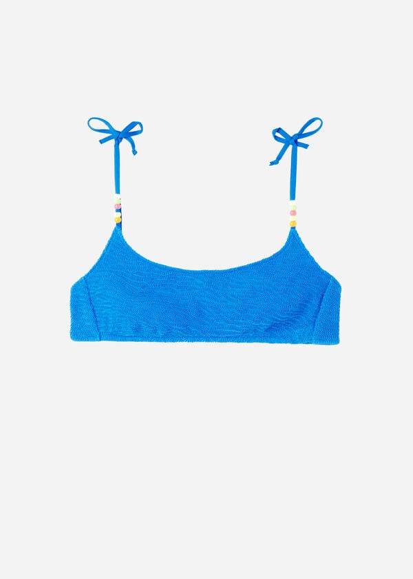 Góra Bikini Damskie Calzedonia Crinkled Tank-Styl San Diego Niebieskie | PL1704JJ