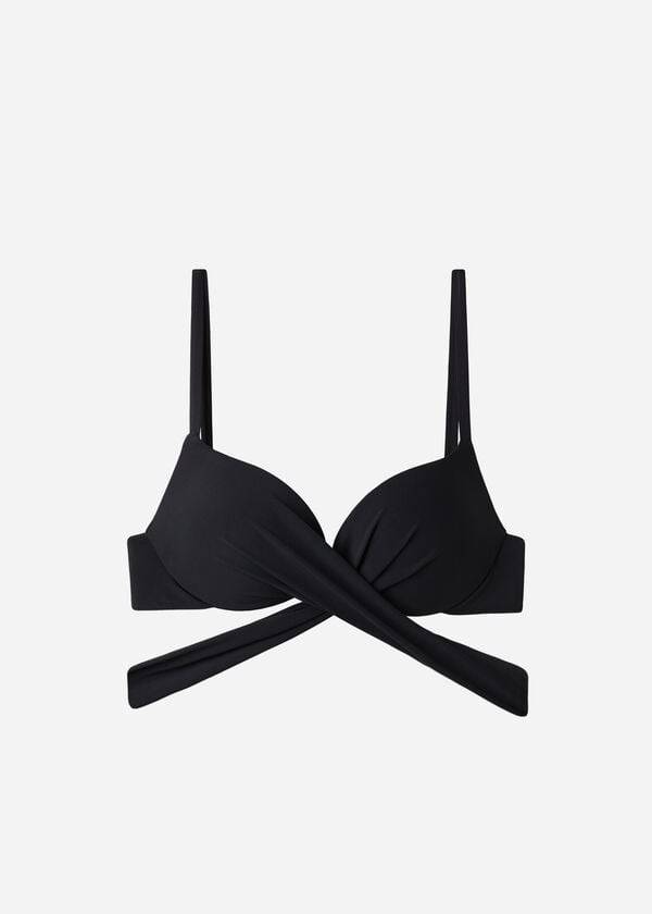 Góra Bikini Damskie Calzedonia Graduated Watowany Push Up Indonesia Czarne | PL1720UT