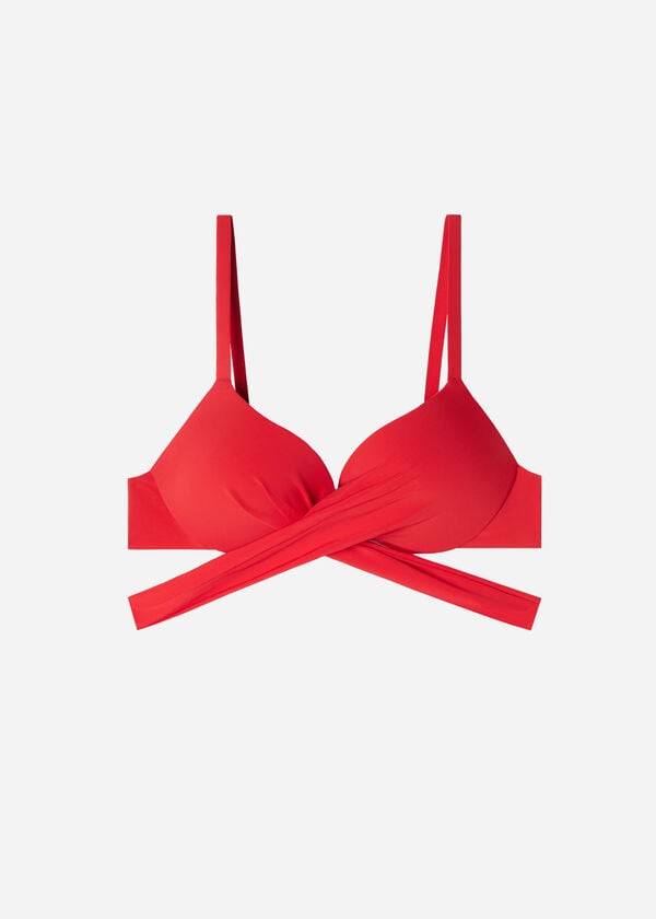 Góra Bikini Damskie Calzedonia Graduated Watowany Push Up Indonesia Czerwone | PL1725SO