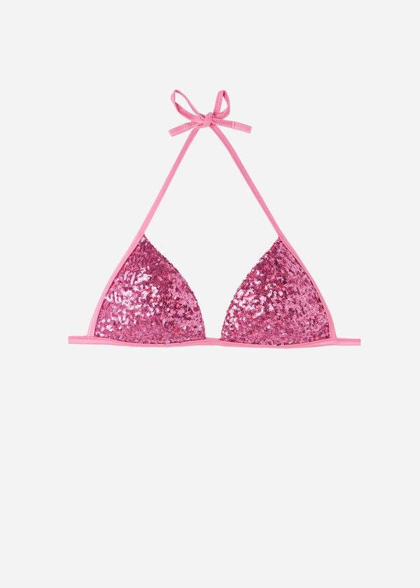 Góra Bikini Damskie Calzedonia Graduated Watowany Triangle Cannes Różowe | PL1734XF