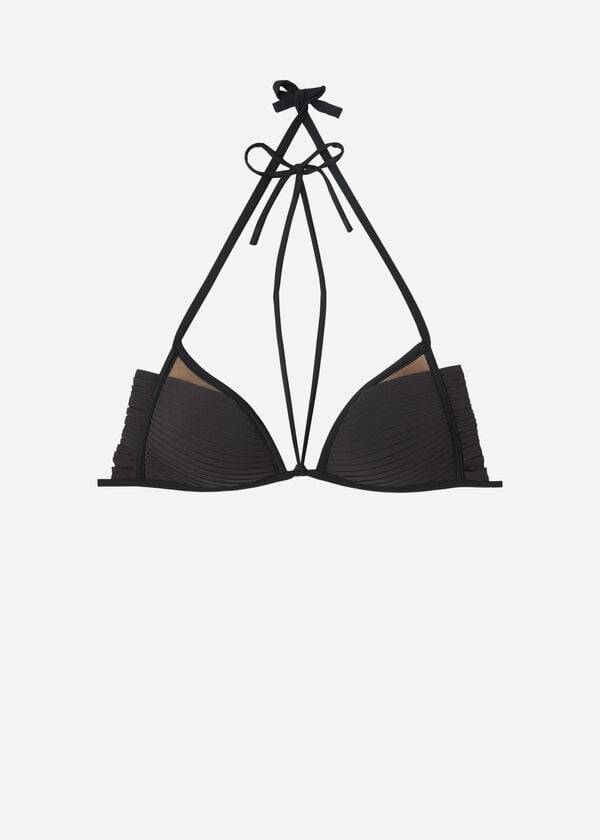 Góra Bikini Damskie Calzedonia Graduated Watowany Triangle Tokyo Czarne | PL1751SO