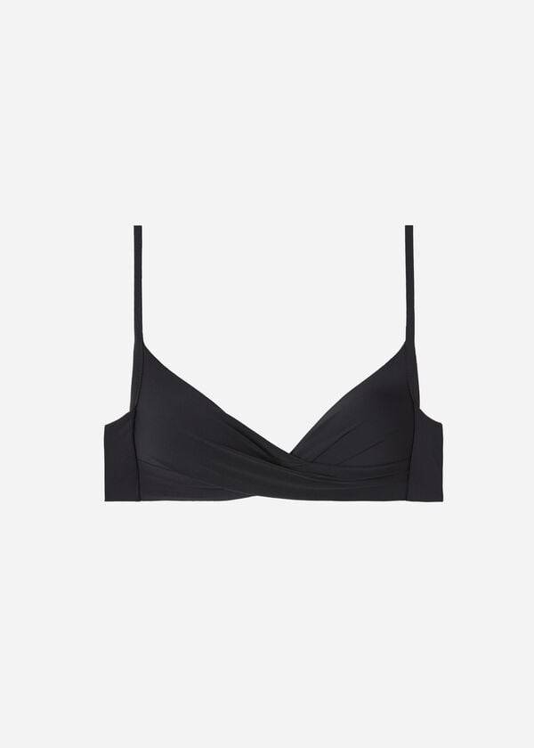 Góra Bikini Damskie Calzedonia Graduated Soft Crisscross Watowany Triangle Indonesia Czarne | PL1754GL