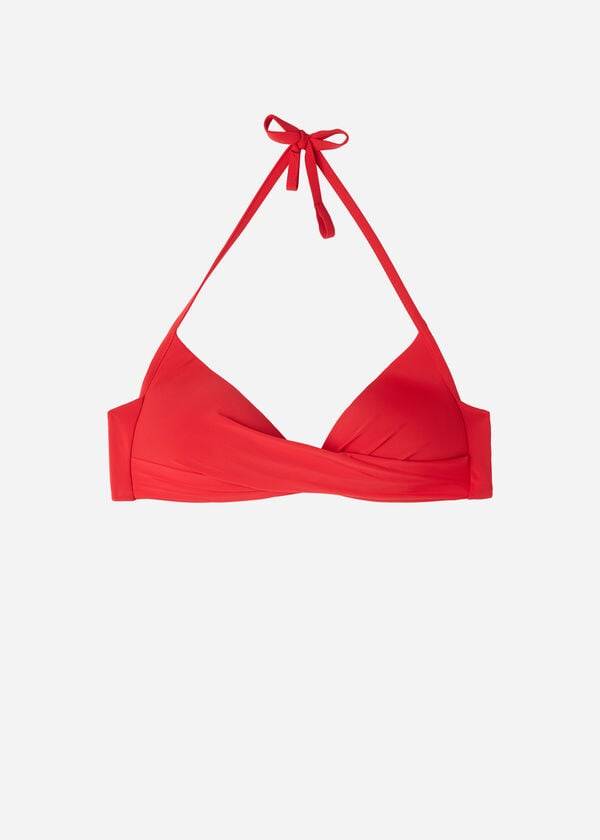 Góra Bikini Damskie Calzedonia Graduated Soft Crisscross Watowany Triangle Indonesia Czerwone | PL1759ZG