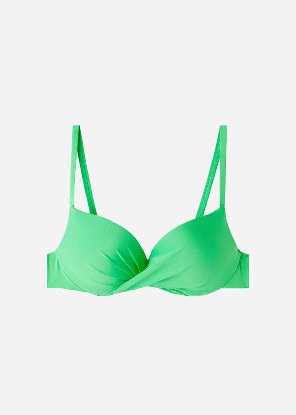 Góra Bikini Damskie Calzedonia Soft Graduated Super Watowany Push-up Indonesia Eco Zielone | PL1962GL