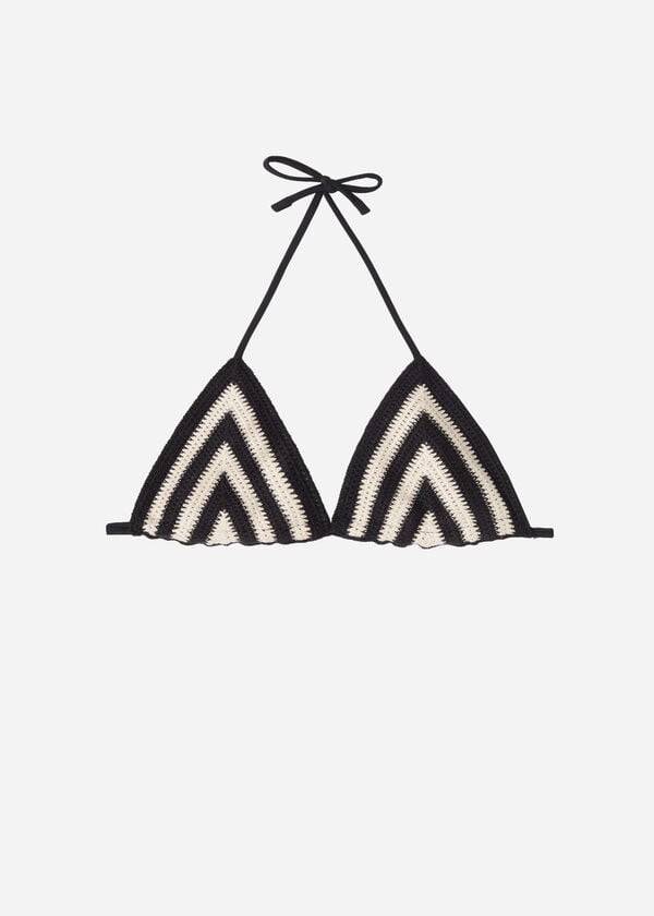 Góra Bikini Damskie Calzedonia Triangle String Mumbai Czarne Beżowe | PL2053WY