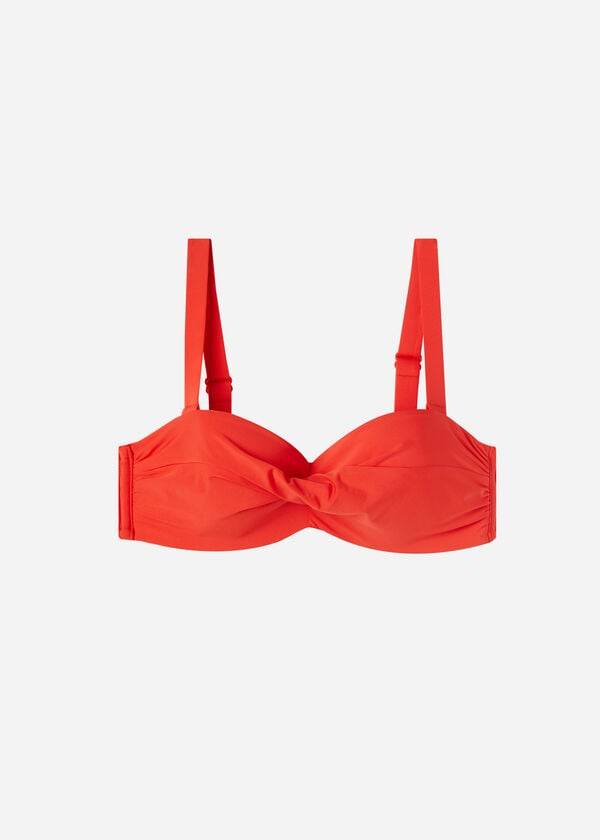 Góra Bikini Damskie Calzedonia Watowany Bandeau Indonesia Czerwone | PL1791MA