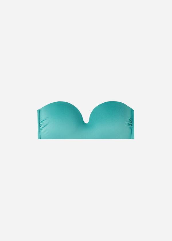 Góra Bikini Damskie Calzedonia Watowany Bandeau Indonesia Eco Turkusowe | PL1793WY